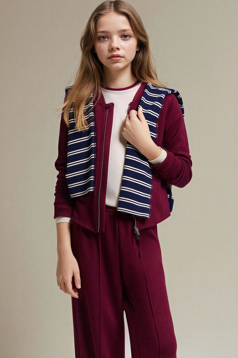 DeFacto Red Girl Girl Modal Zip-Up Hoodie Casual - Image 1